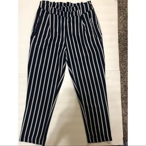 Navy/white striped dress pants